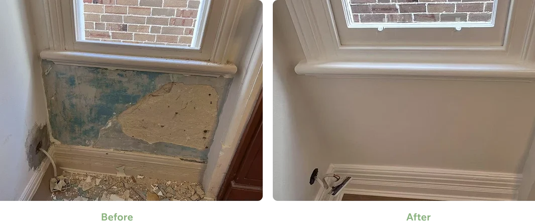 Interior Wall Repair and Painting Sydney Before and after interior wall repair and painting in Sydney