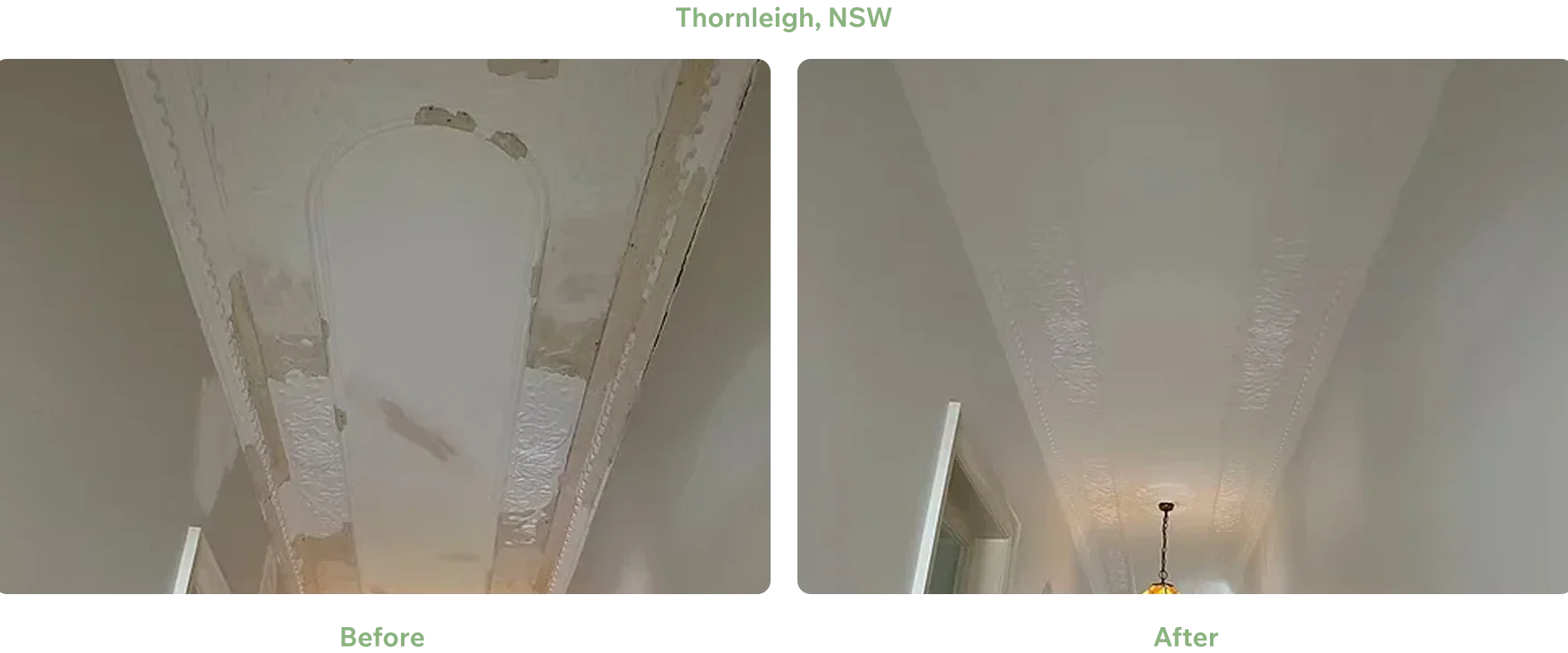image before and Ceiling Repair and Painting Thornleigh Sydney Before and after ceiling repair and painting in Thornleigh Sydney