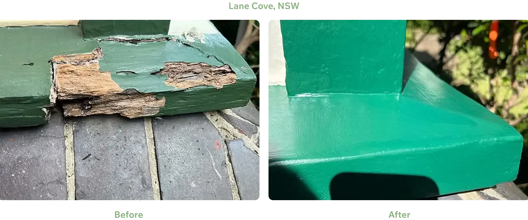 Exterior Timber Repair and Painting Lane Cove Sydney Before and after exterior timber repair and painting in Lane Cove Sydney