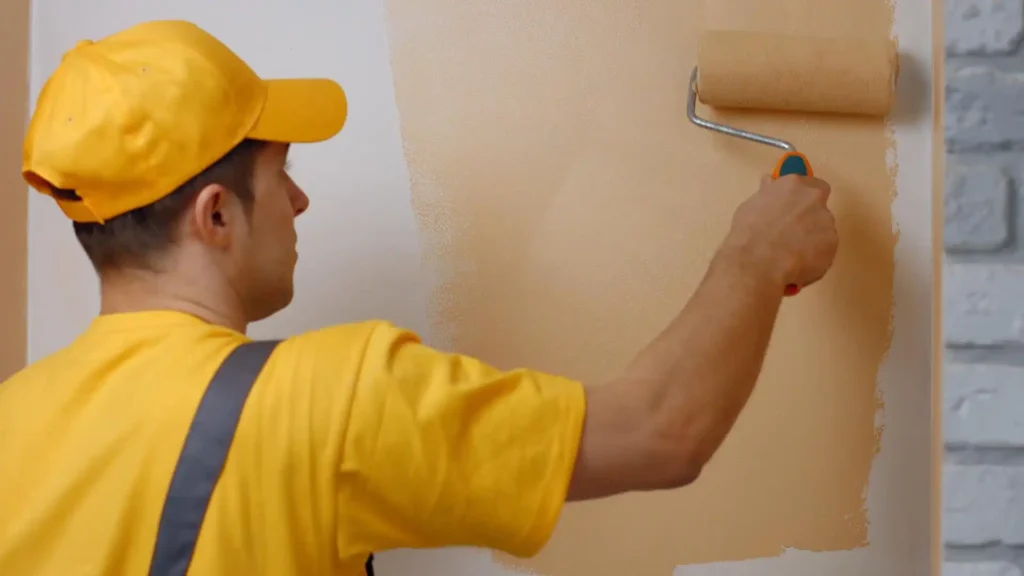 tProfessional house painter preparing interior wall surface in Hornsby Sydney